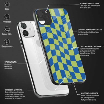 green blue trippy check pattern glass case for realme 7 pro image-4