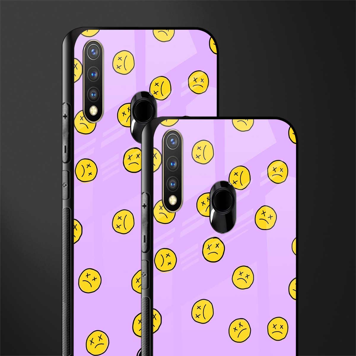 groovy emoticons glass case for vivo y19 image-2