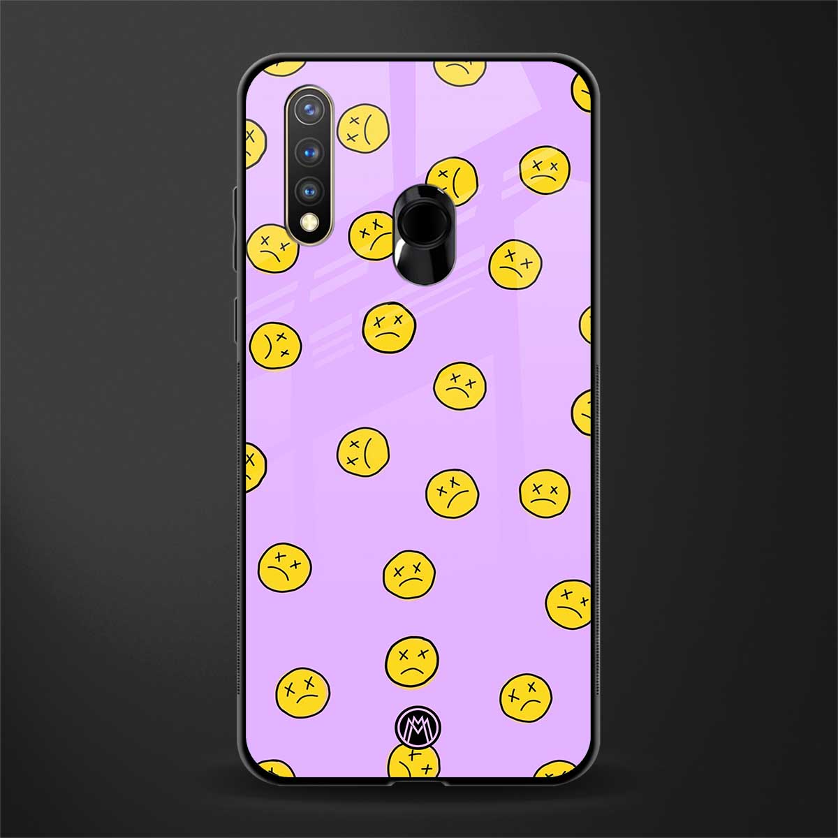 groovy emoticons glass case for vivo u20 image