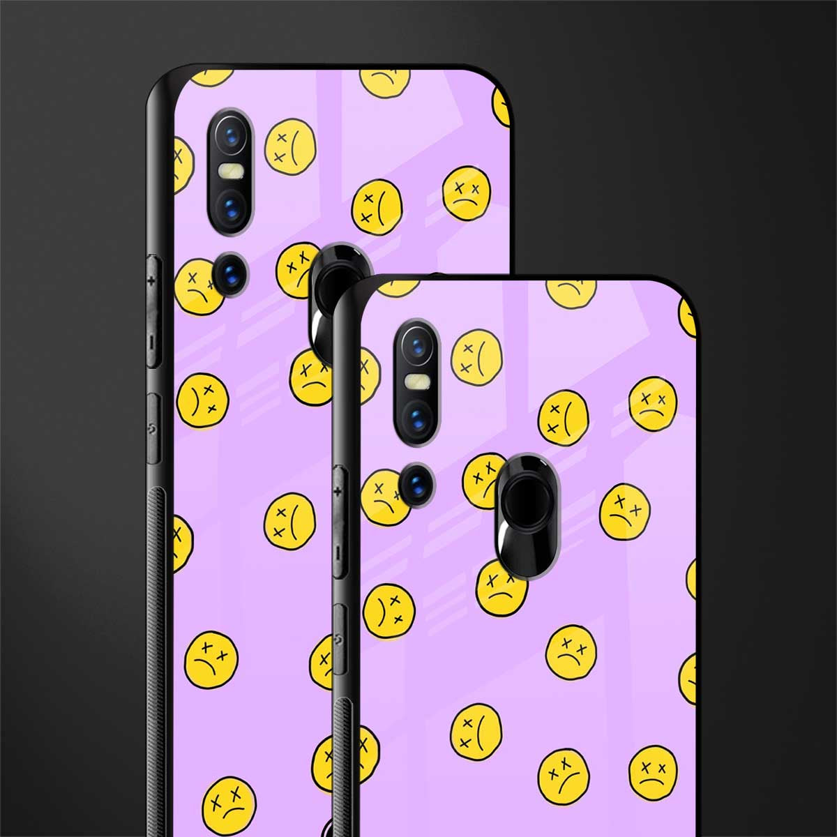 groovy emoticons glass case for vivo v15 image-2