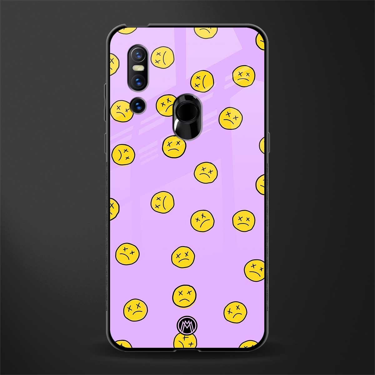 groovy emoticons glass case for vivo v15 image