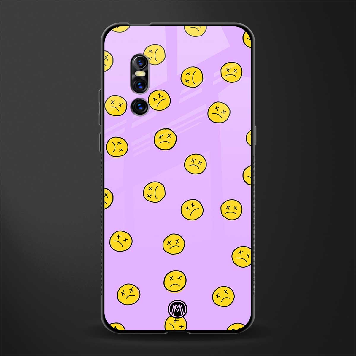 groovy emoticons glass case for vivo v15 pro image