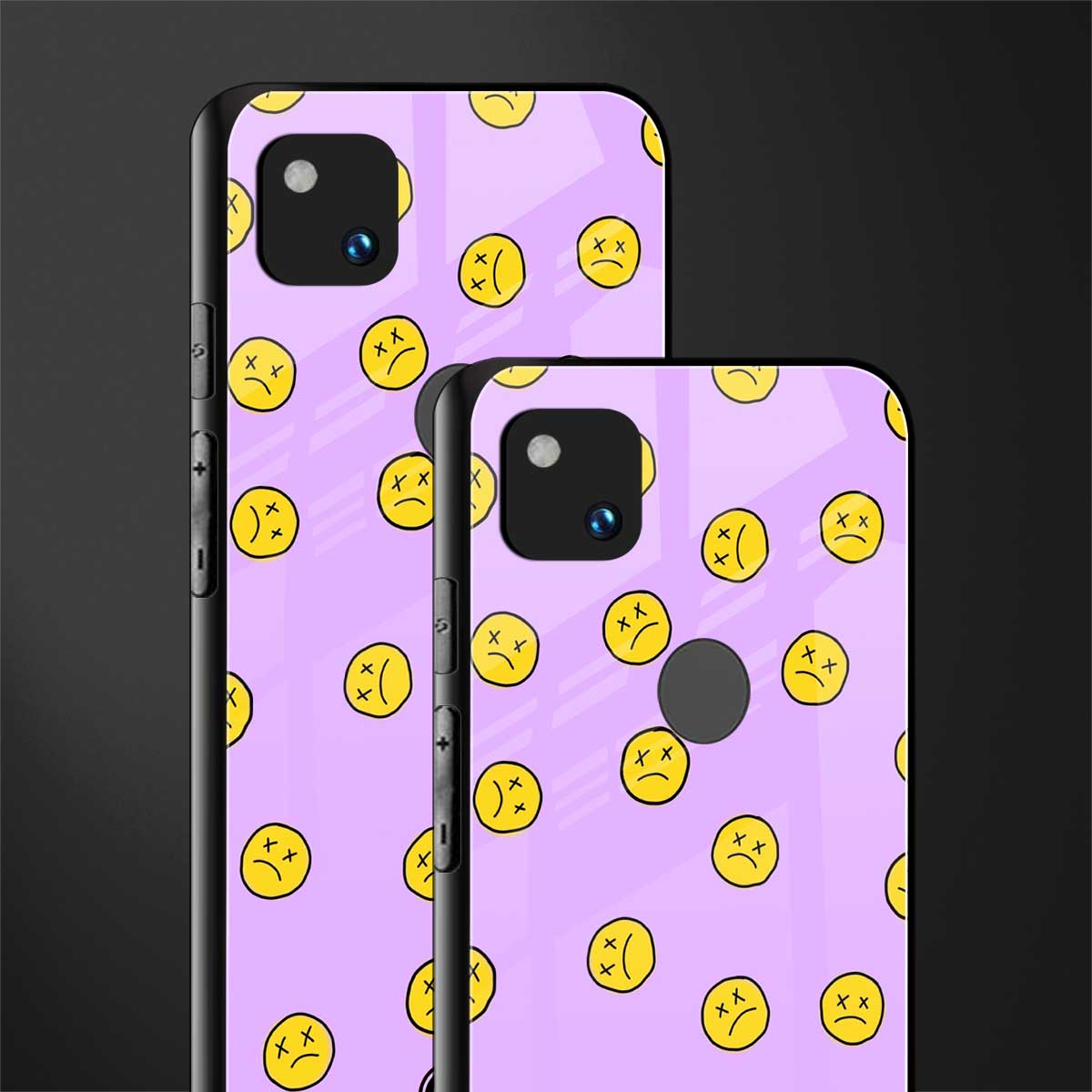 groovy emoticons back phone cover | glass case for google pixel 4a 4g