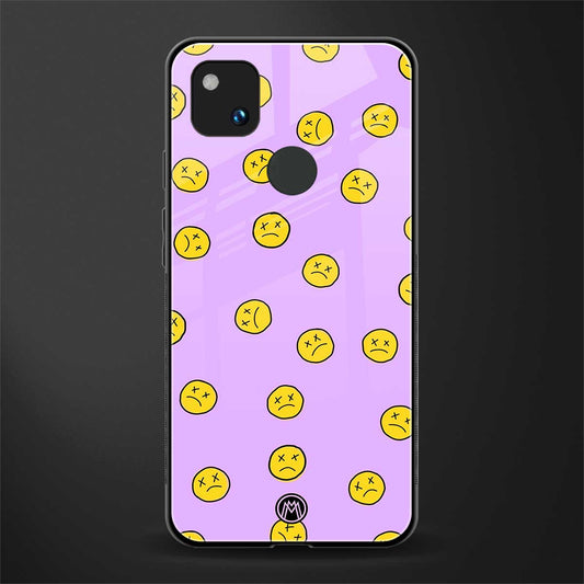 groovy emoticons back phone cover | glass case for google pixel 4a 4g