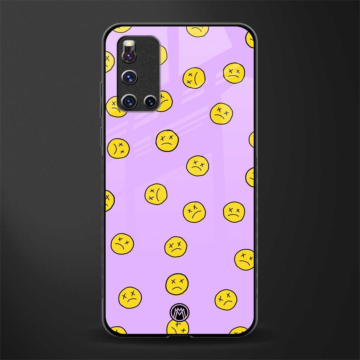 groovy emoticons glass case for vivo v19 image