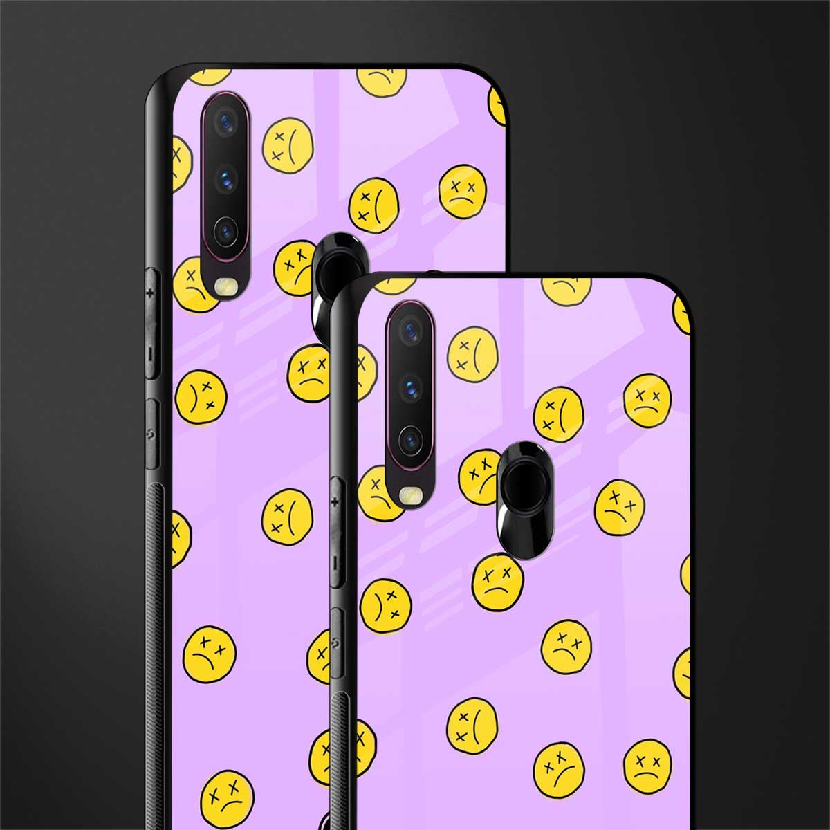 groovy emoticons glass case for vivo y12 image-2
