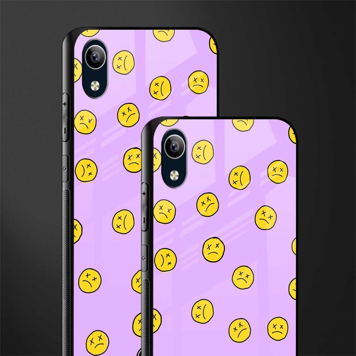 groovy emoticons glass case for vivo y1s without fingerprint image-2