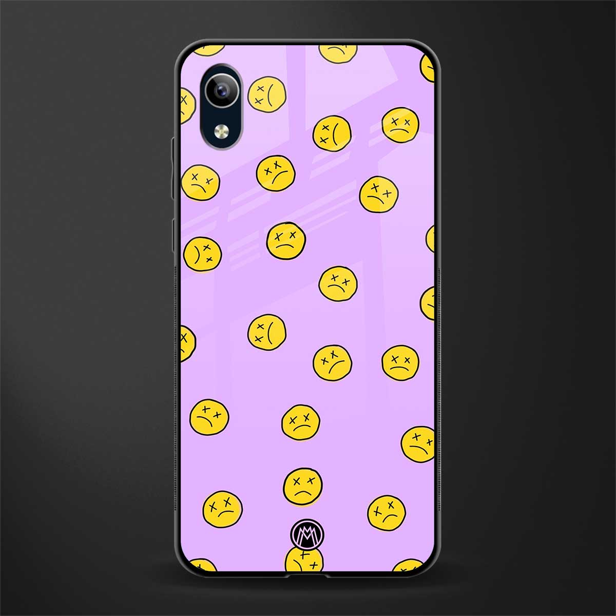 groovy emoticons glass case for vivo y1s without fingerprint image