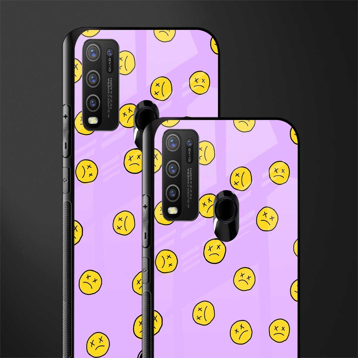 groovy emoticons glass case for vivo y50 image-2