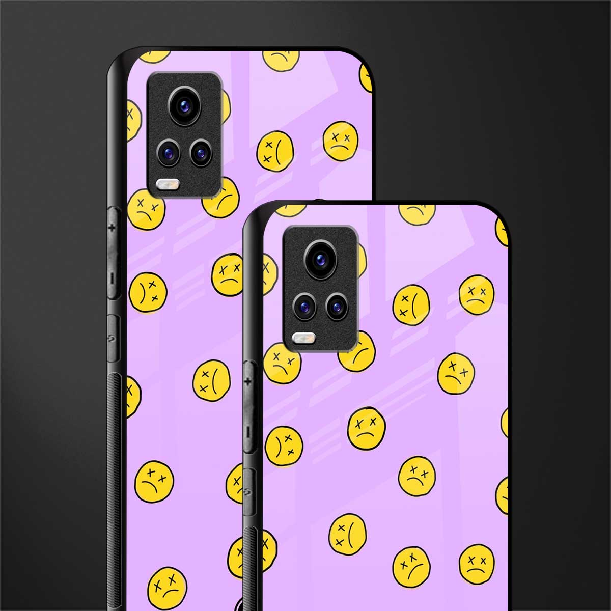 groovy emoticons glass case for vivo v20 image-2