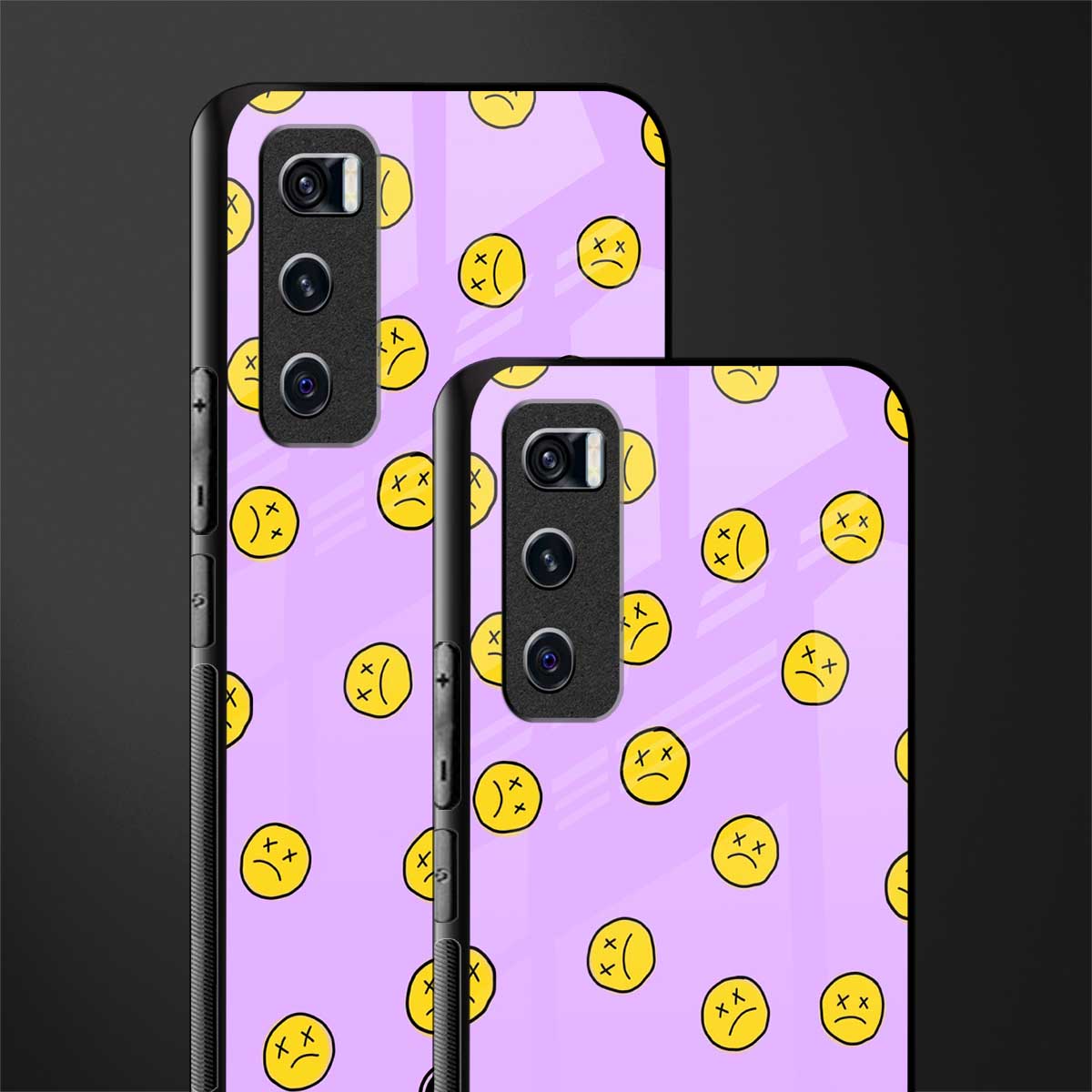 groovy emoticons glass case for vivo v20 se image-2