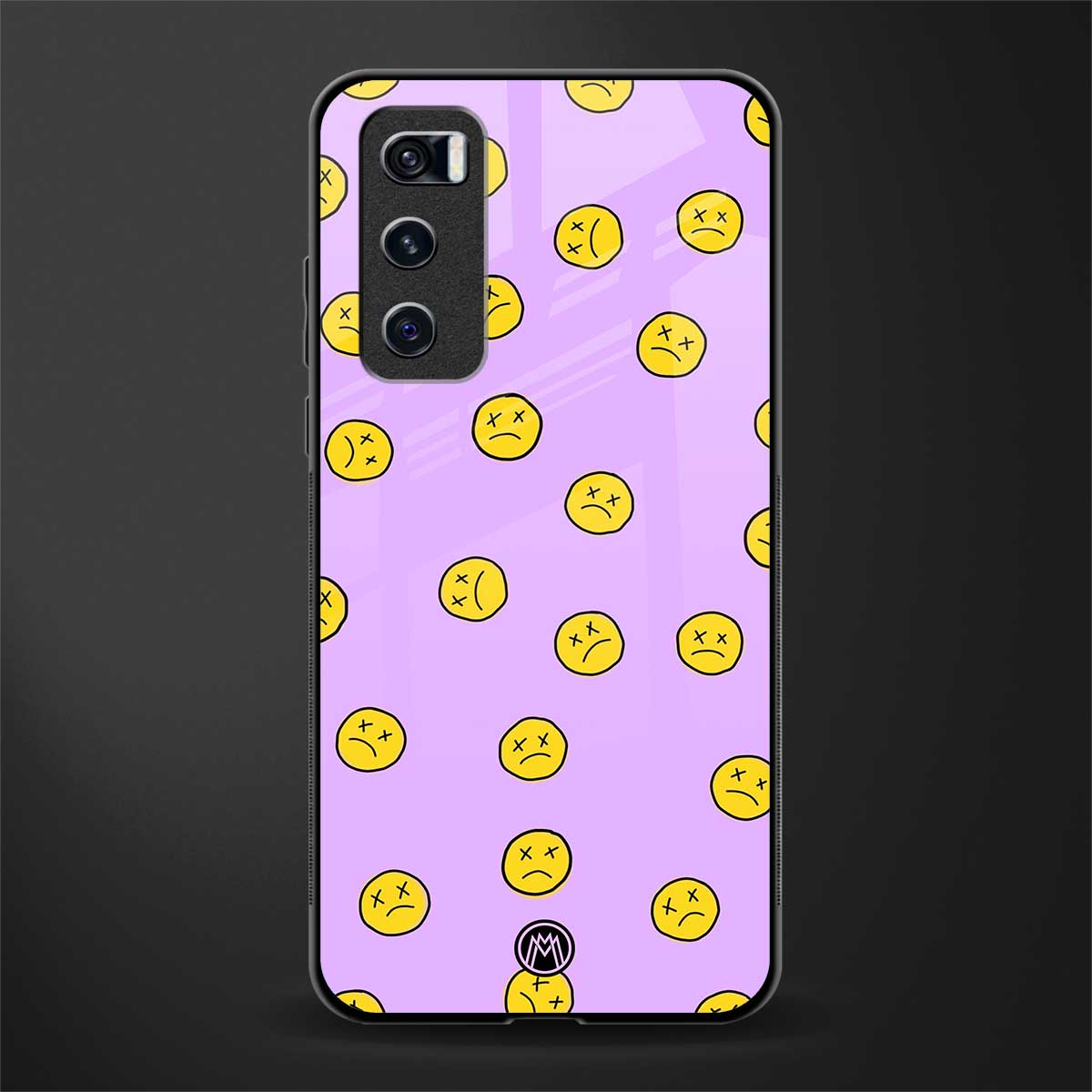 groovy emoticons glass case for vivo v20 se image