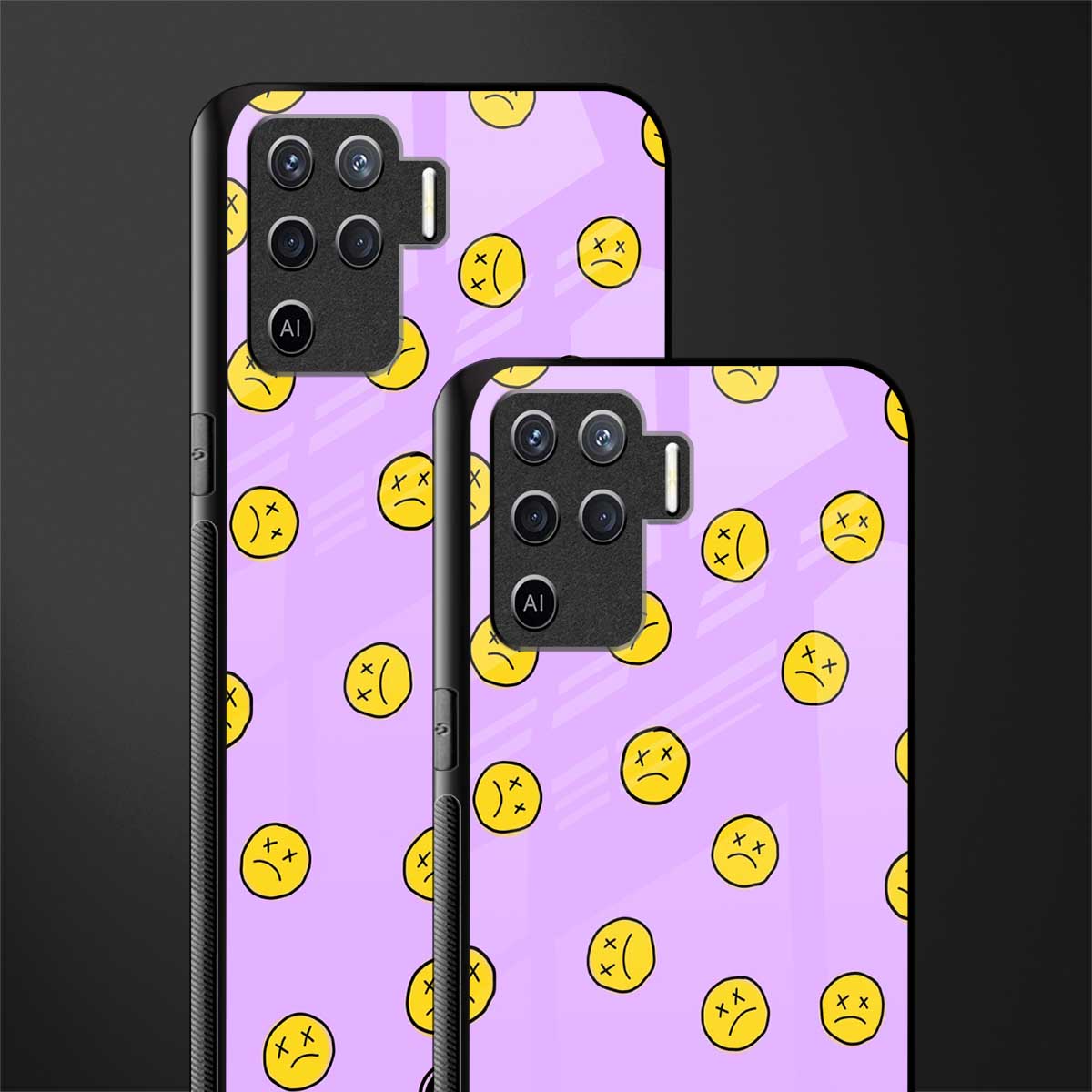 groovy emoticons glass case for oppo f19 pro image-2