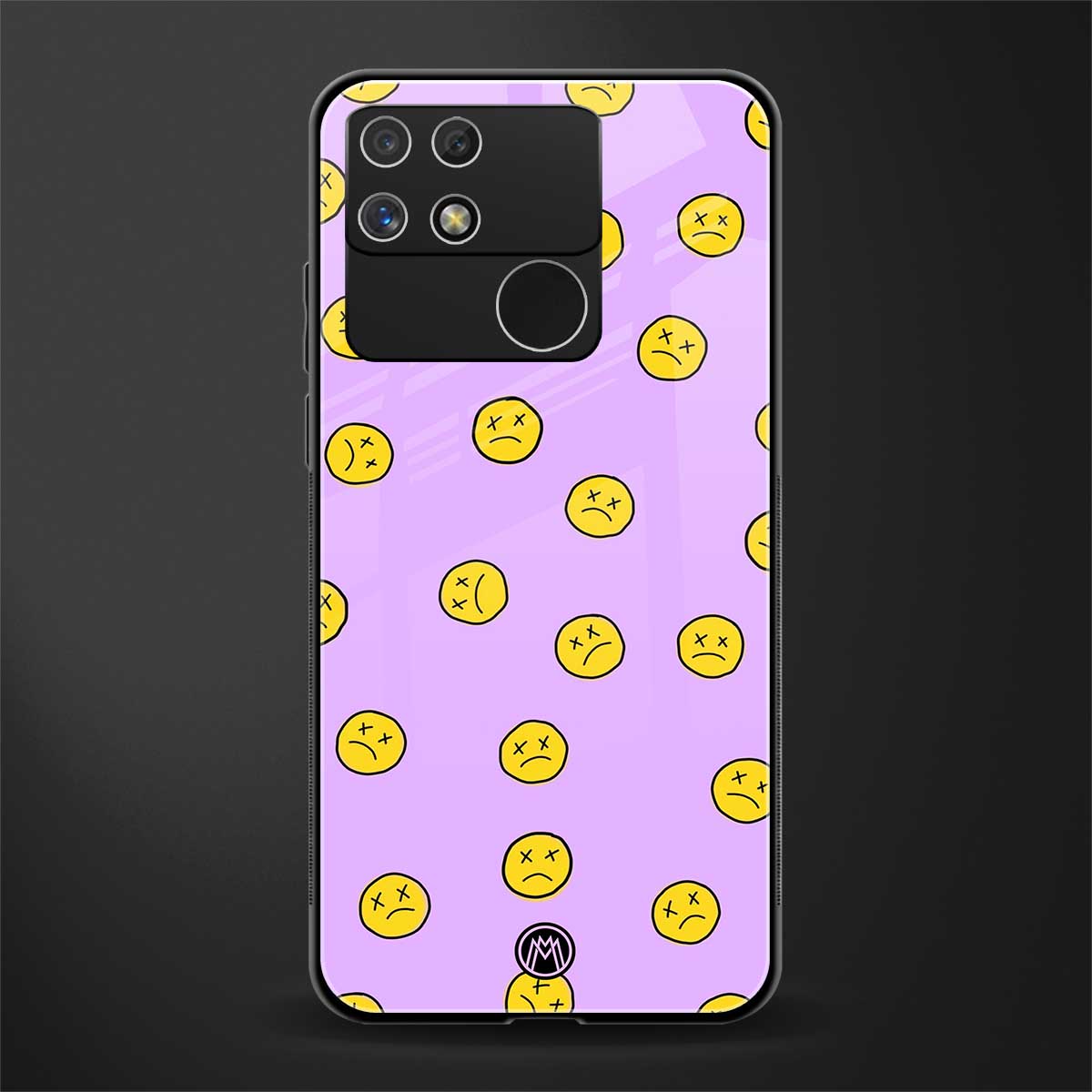 groovy emoticons back phone cover | glass case for realme narzo 50a