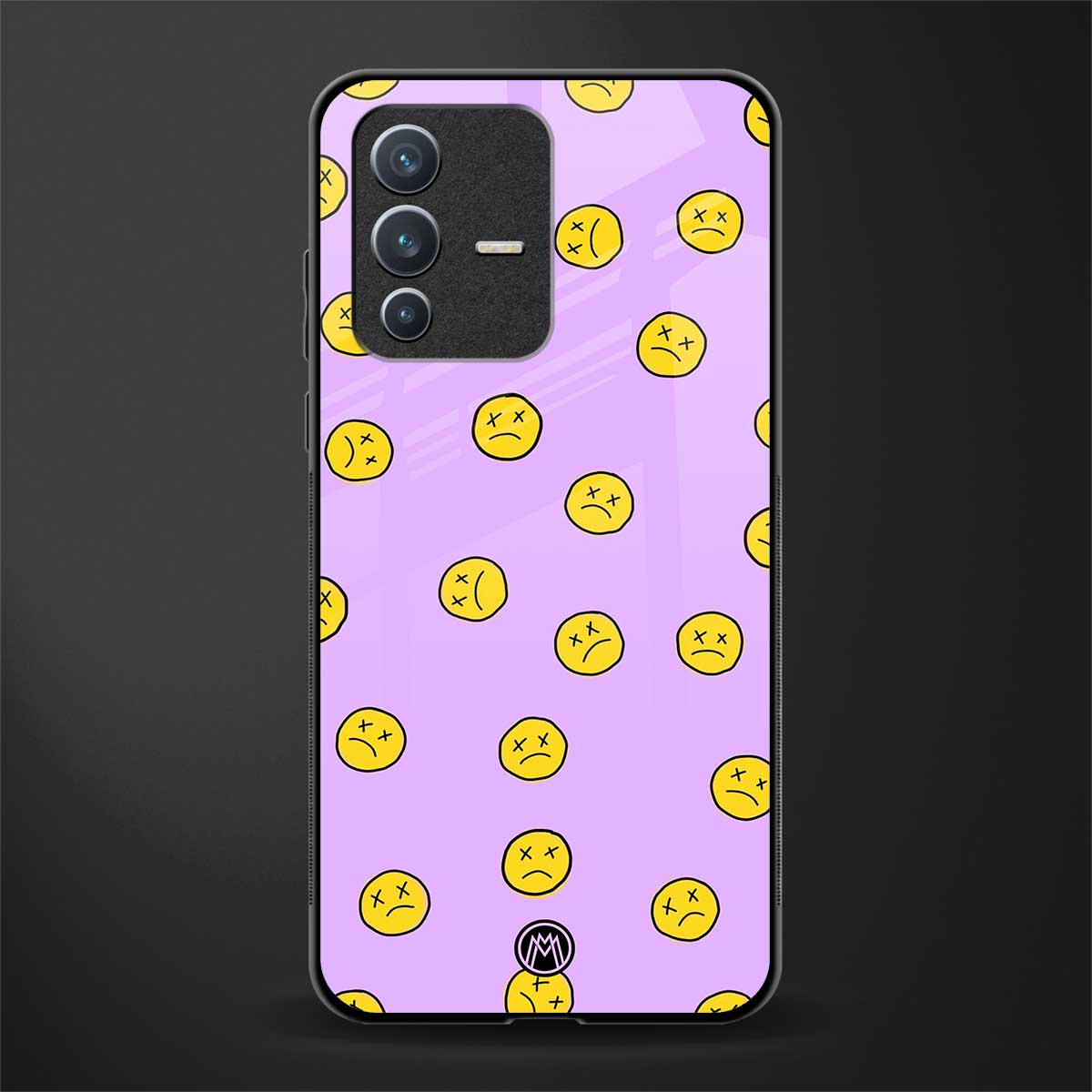 groovy emoticons glass case for vivo v23 5g image