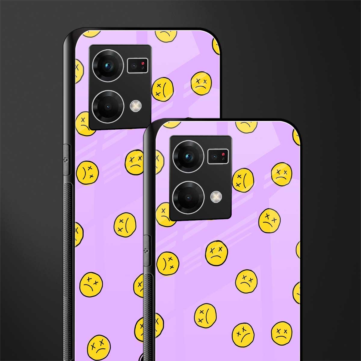 groovy emoticons back phone cover | glass case for oppo f21 pro 4g