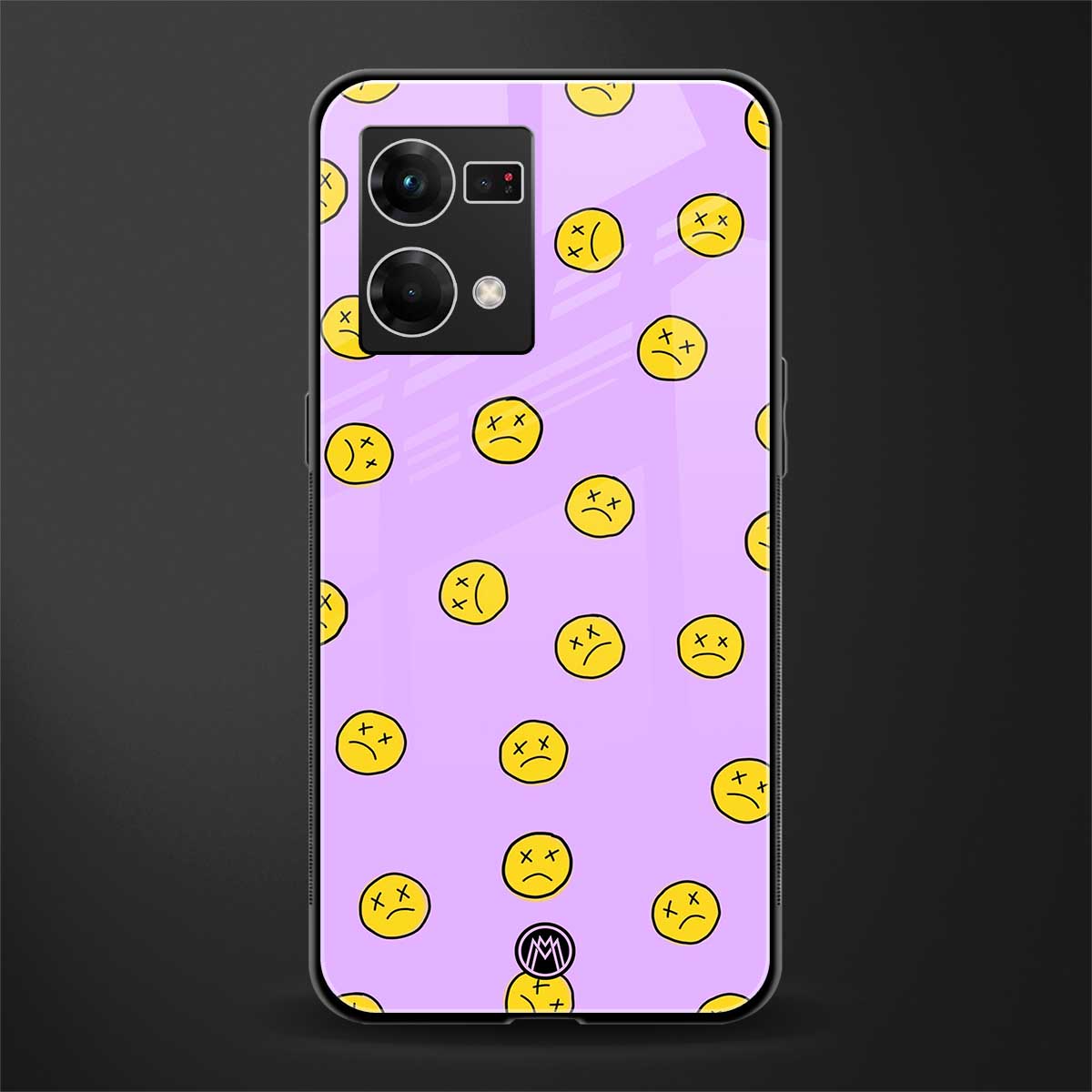 groovy emoticons back phone cover | glass case for oppo f21 pro 4g