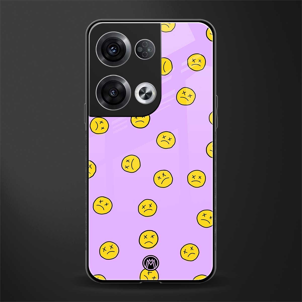 groovy emoticons back phone cover | glass case for oppo reno 8