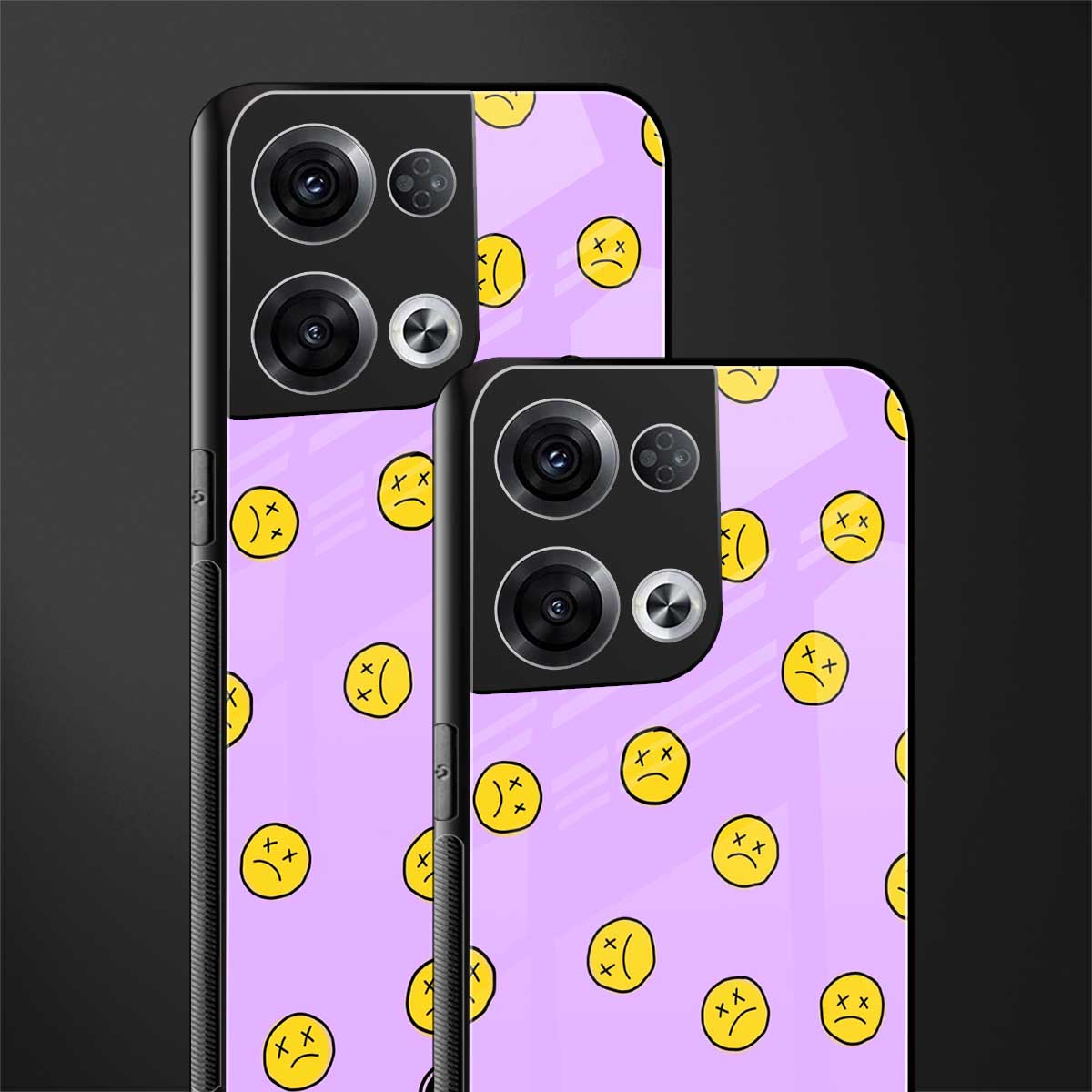 groovy emoticons back phone cover | glass case for oppo reno 8 pro