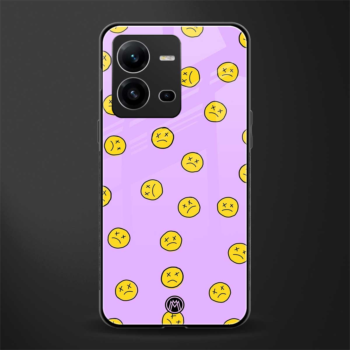 groovy emoticons back phone cover | glass case for vivo v25-5g