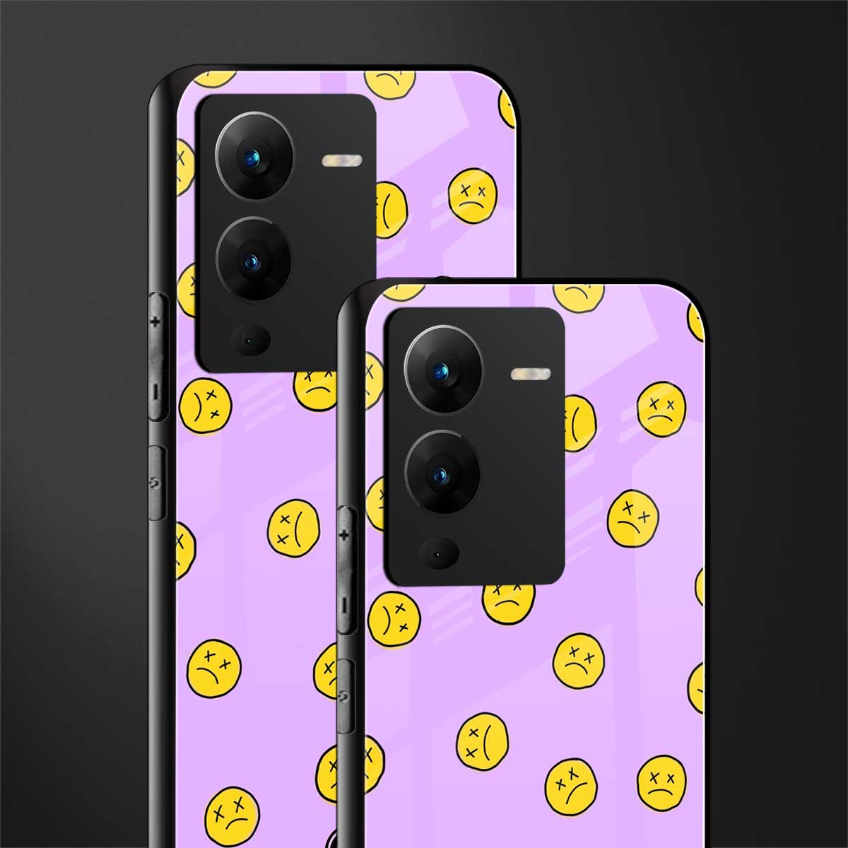 groovy emoticons back phone cover | glass case for vivo v25 pro 5g