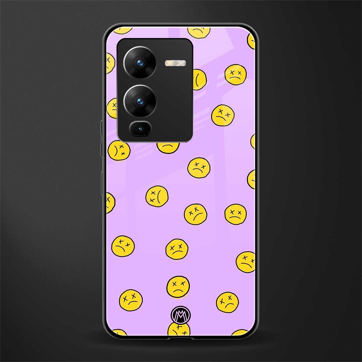 groovy emoticons back phone cover | glass case for vivo v25 pro 5g