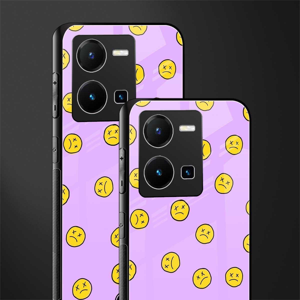 groovy emoticons back phone cover | glass case for vivo y35 4g