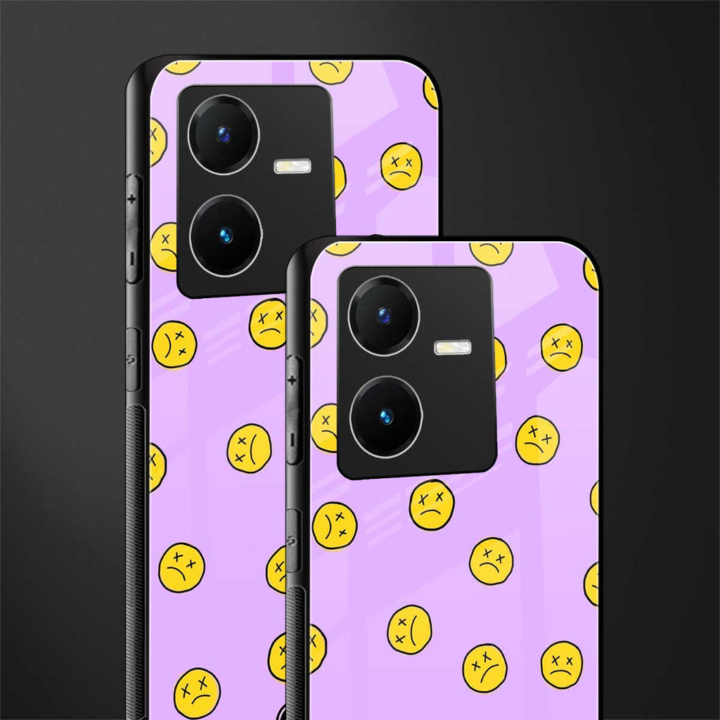 groovy emoticons back phone cover | glass case for vivo y22