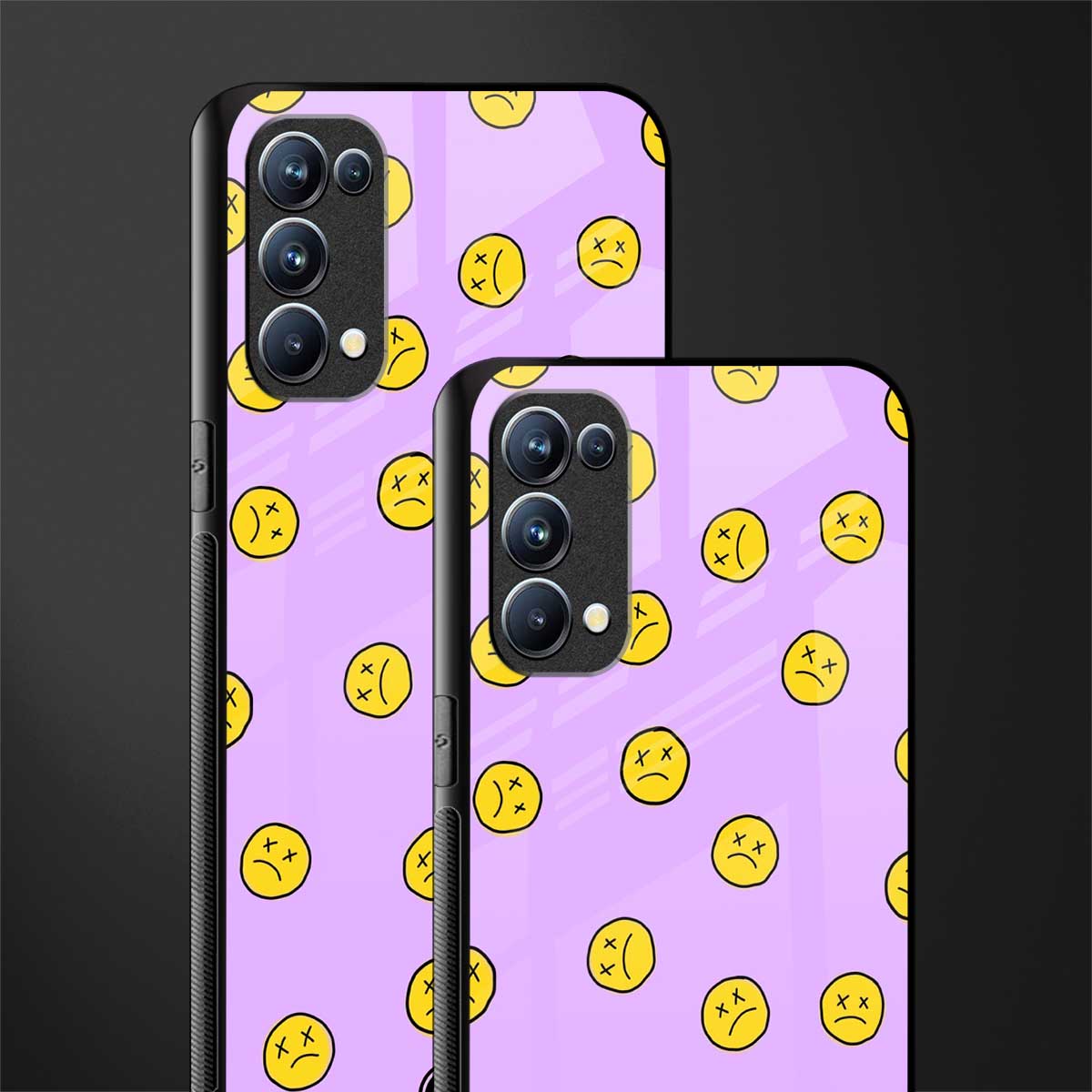 groovy emoticons back phone cover | glass case for oppo reno 5