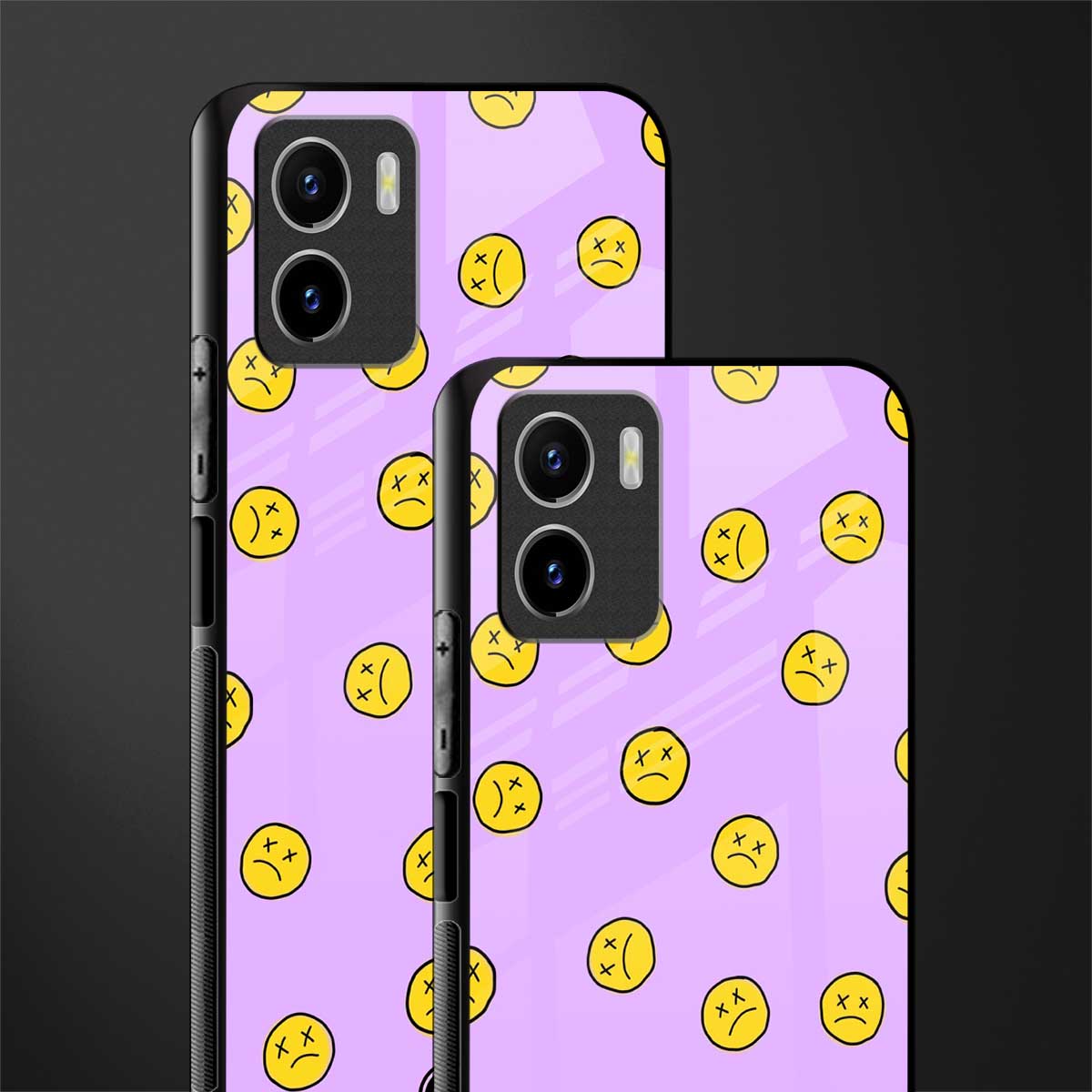 groovy emoticons back phone cover | glass case for vivo y72