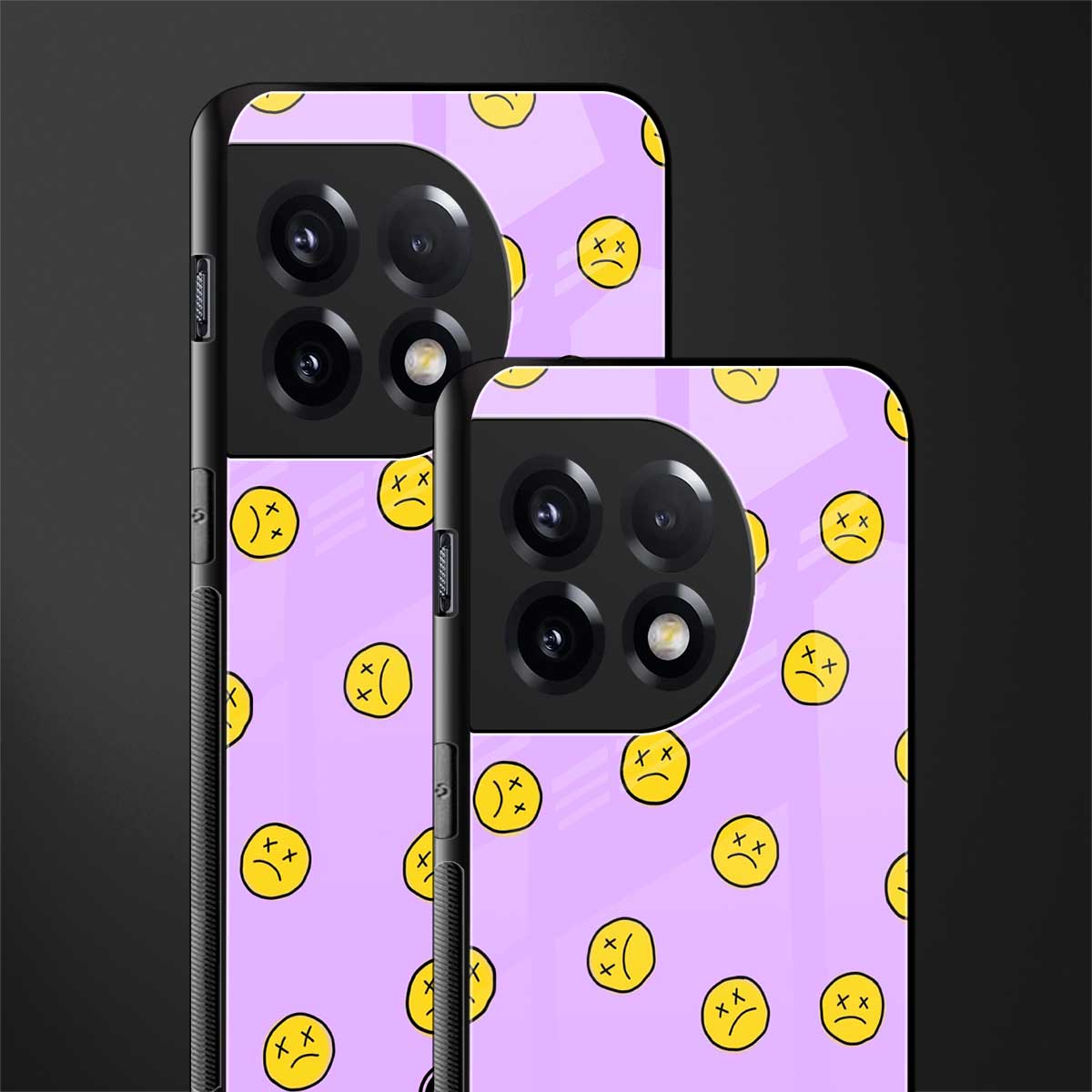 groovy emoticons back phone cover | glass case for oneplus 11r