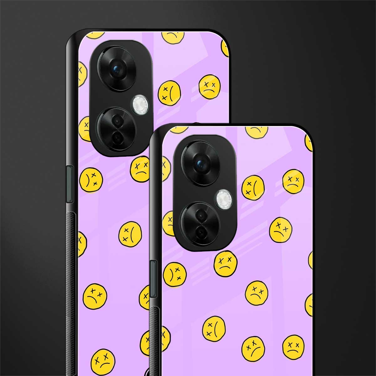 groovy emoticons back phone cover | glass case for oneplus nord ce 3 lite