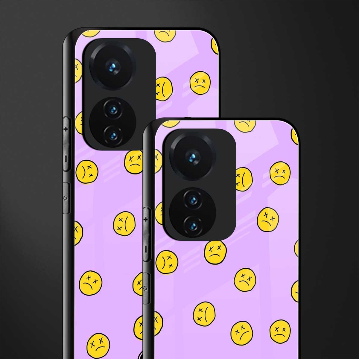 groovy emoticons back phone cover | glass case for vivo t1 44w 4g