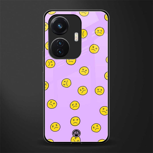 groovy emoticons back phone cover | glass case for vivo t1 44w 4g