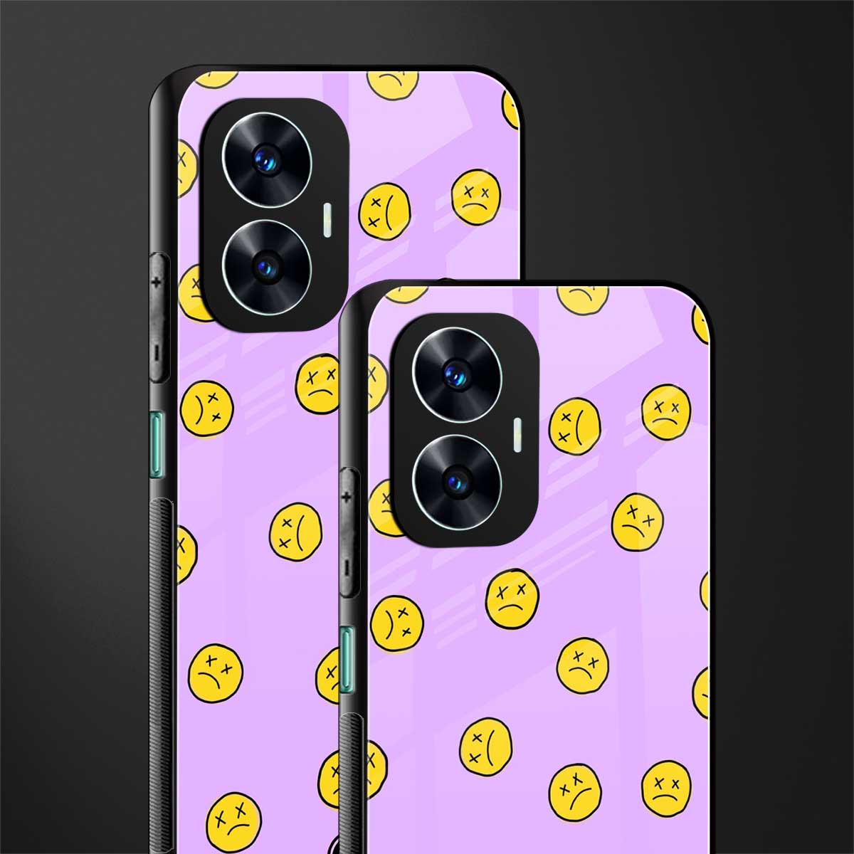 groovy emoticons back phone cover | glass case for realme c55