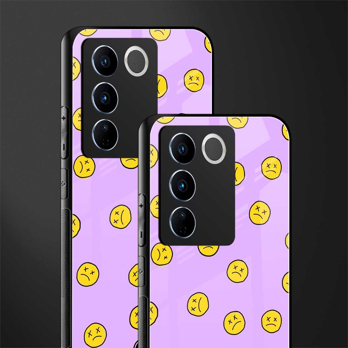 groovy emoticons back phone cover | glass case for vivo v27 pro 5g