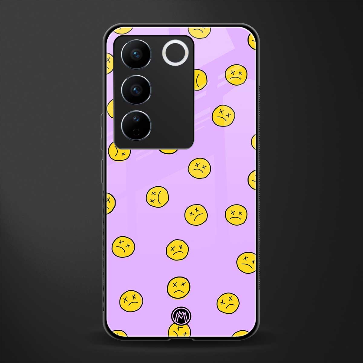 groovy emoticons back phone cover | glass case for vivo v27 pro 5g