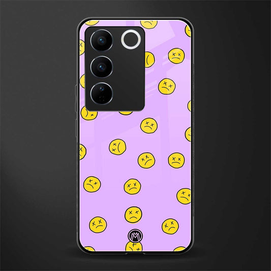 groovy emoticons back phone cover | glass case for vivo v27 pro 5g