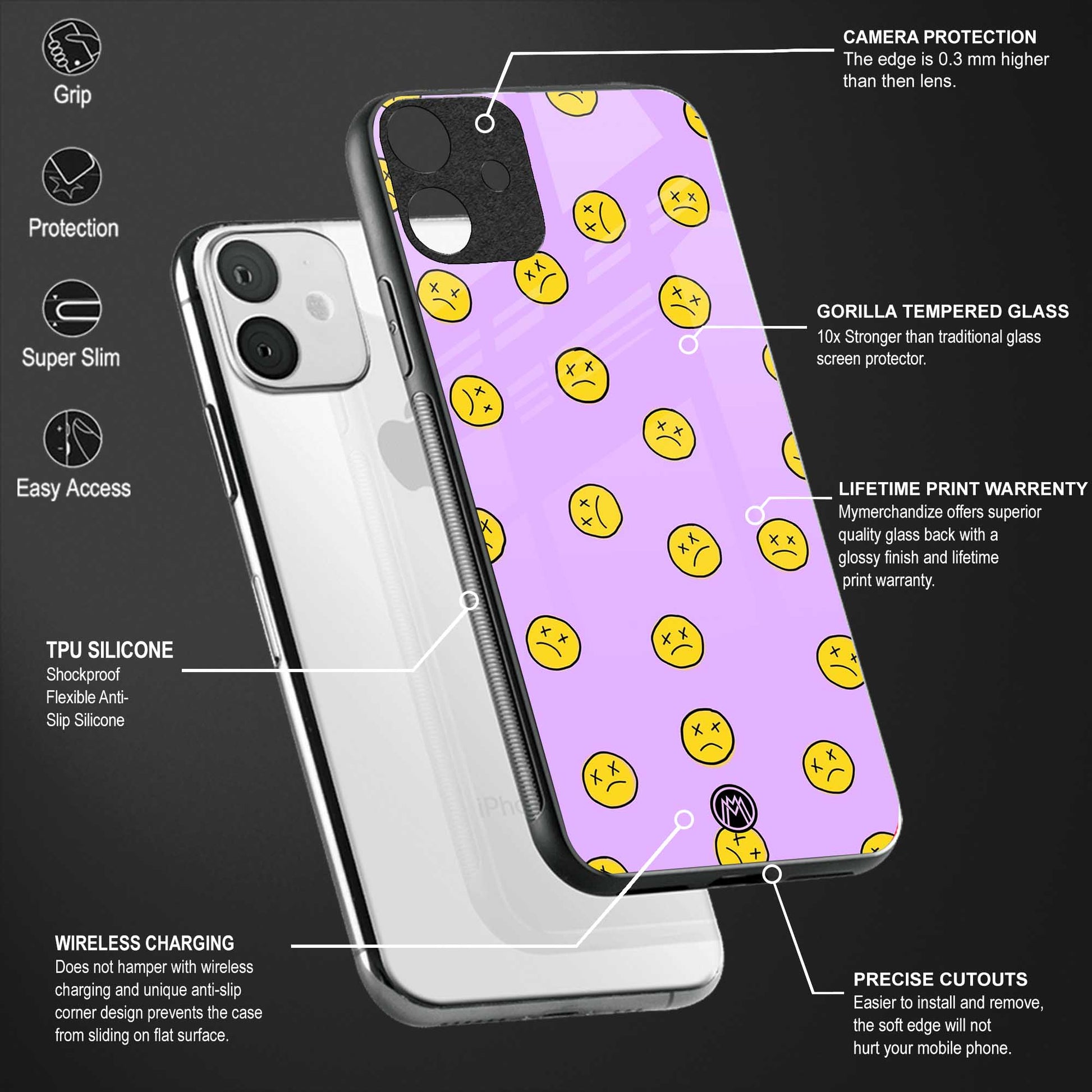 groovy emoticons glass case for vivo v23 pro 5g image-4