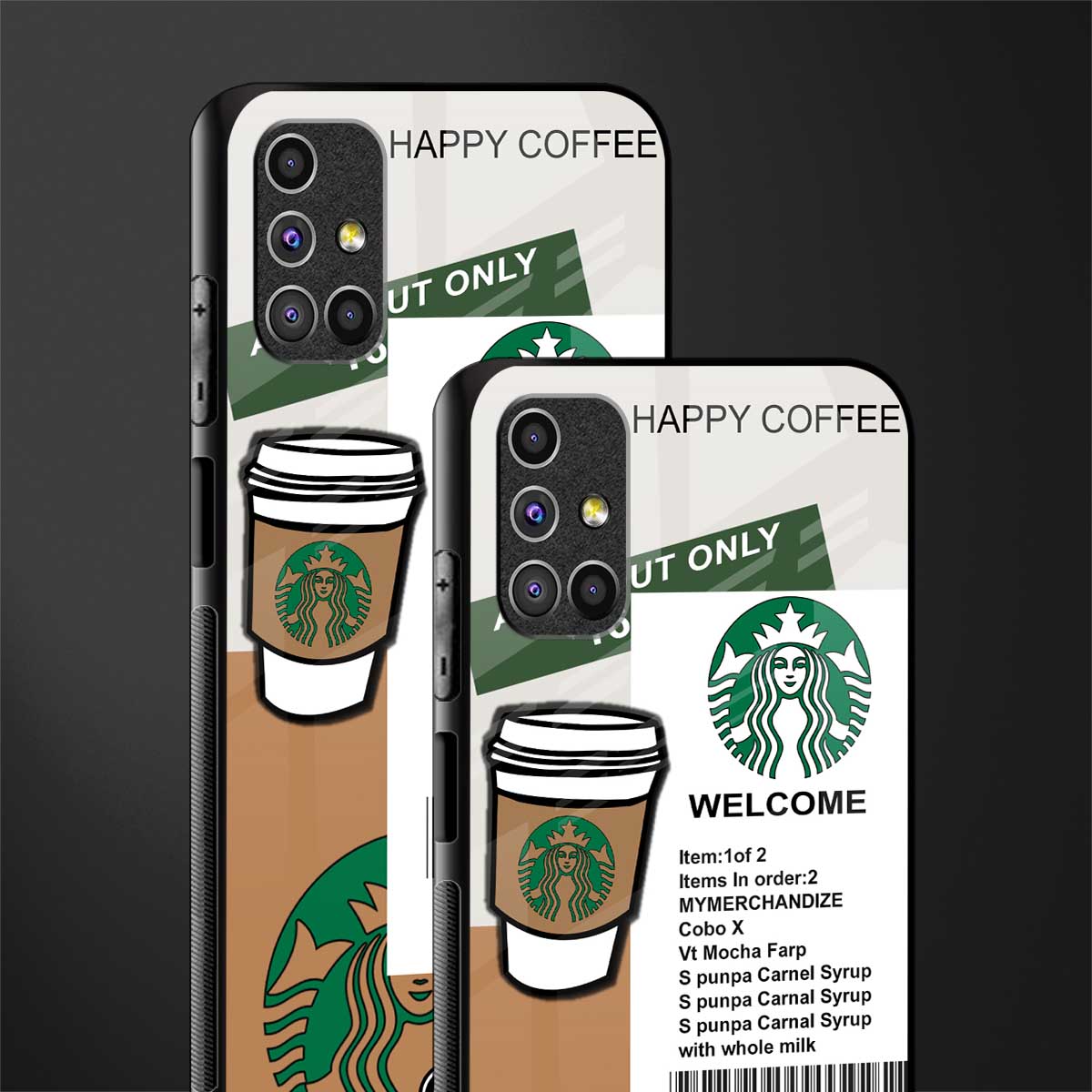 happy coffee glass case for samsung galaxy m51 image-2