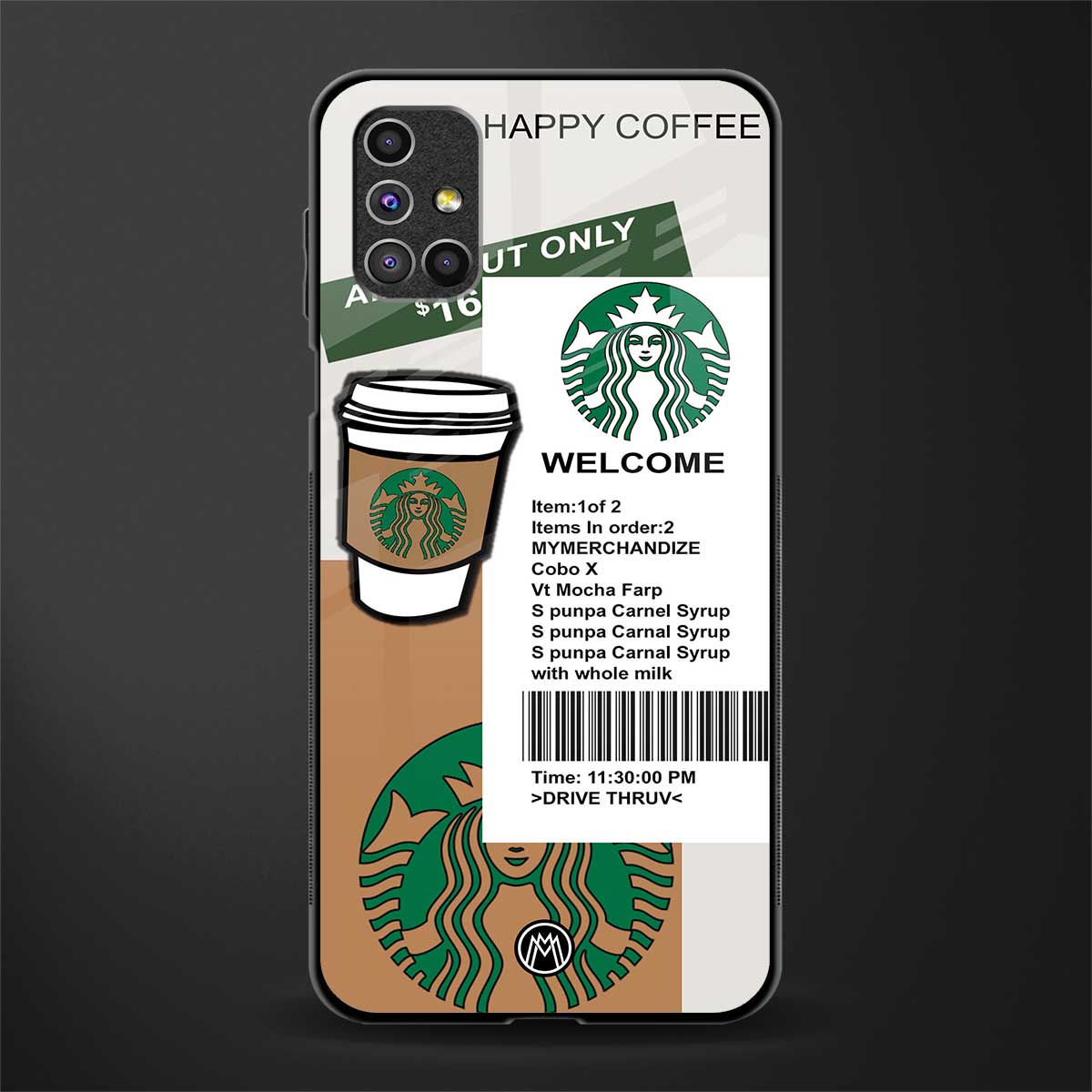 happy coffee glass case for samsung galaxy m51 image