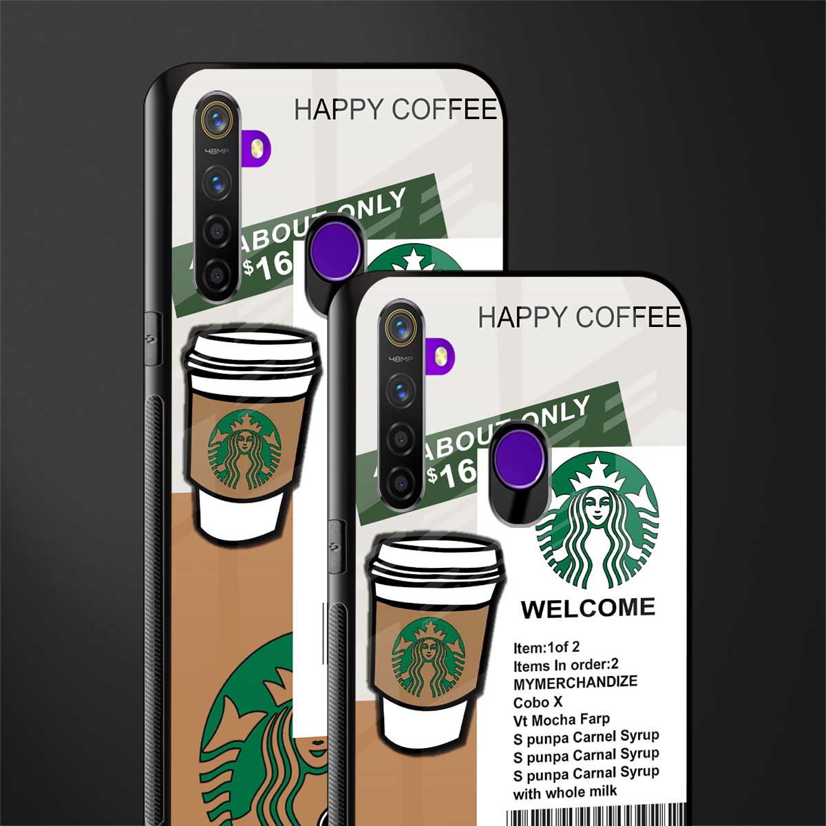 happy coffee glass case for realme 5s image-2