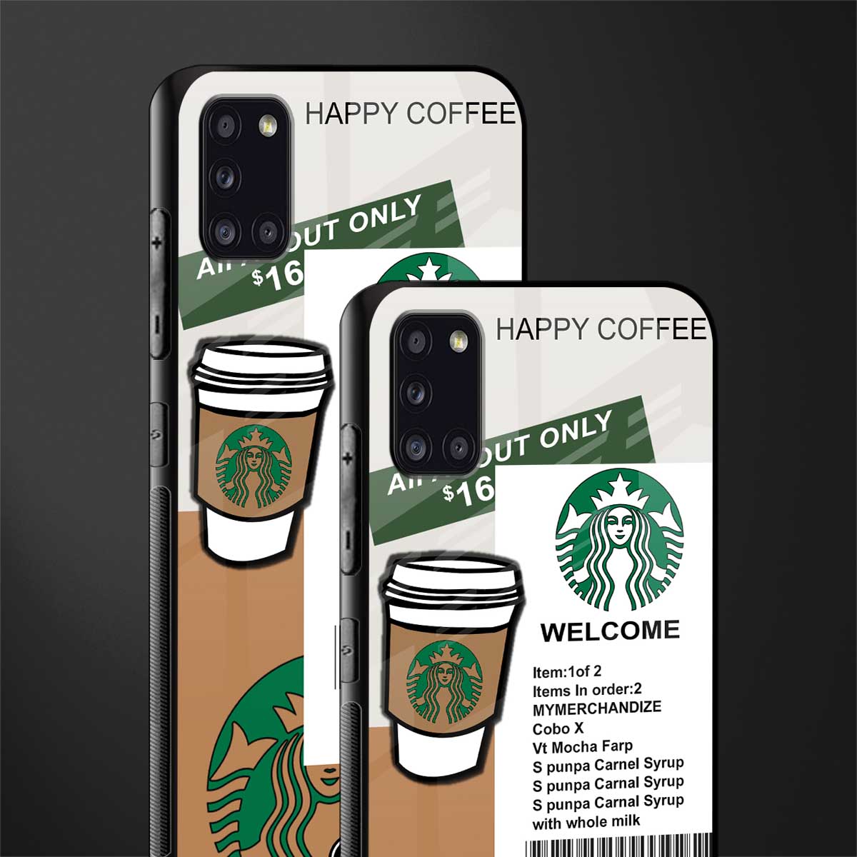 happy coffee glass case for samsung galaxy a31 image-2