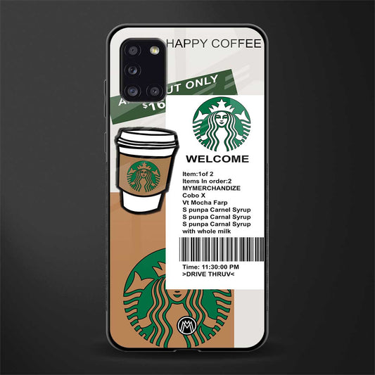 happy coffee glass case for samsung galaxy a31 image