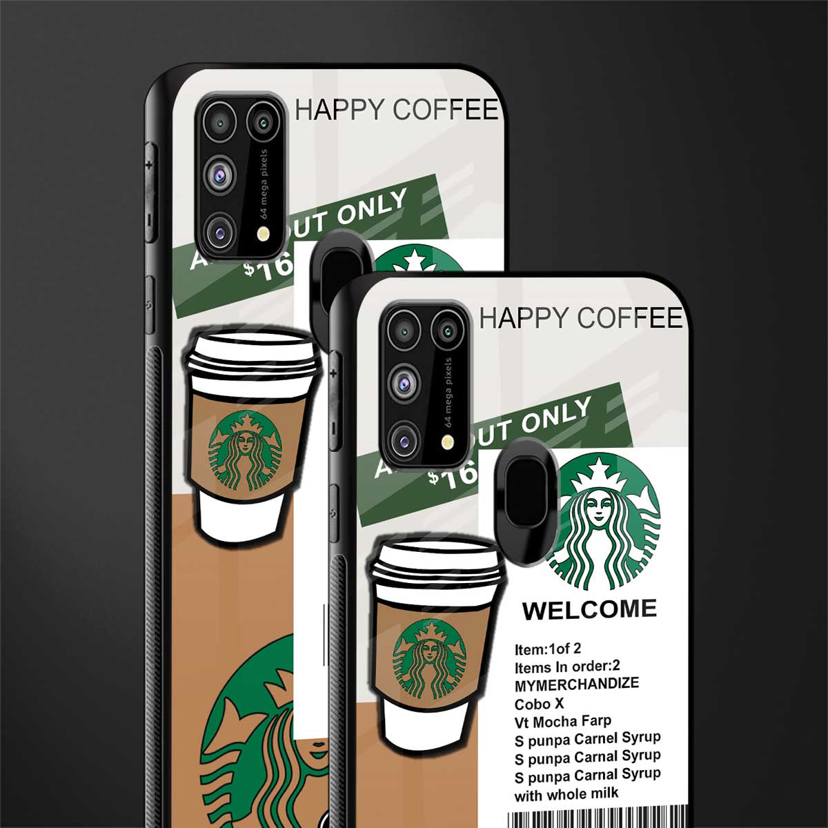 happy coffee glass case for samsung galaxy m31 image-2