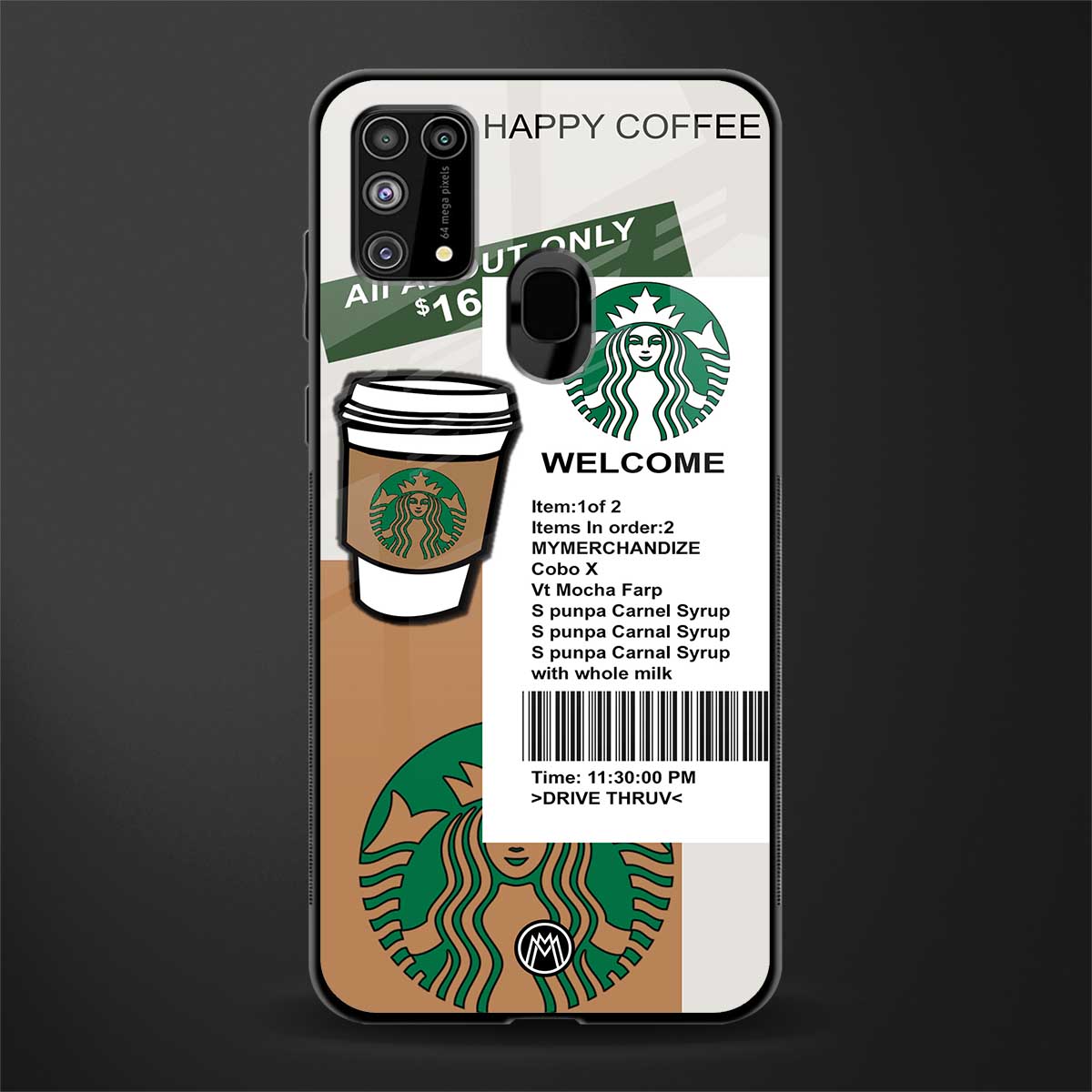 happy coffee glass case for samsung galaxy m31 image