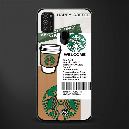 happy coffee glass case for samsung galaxy m21 image
