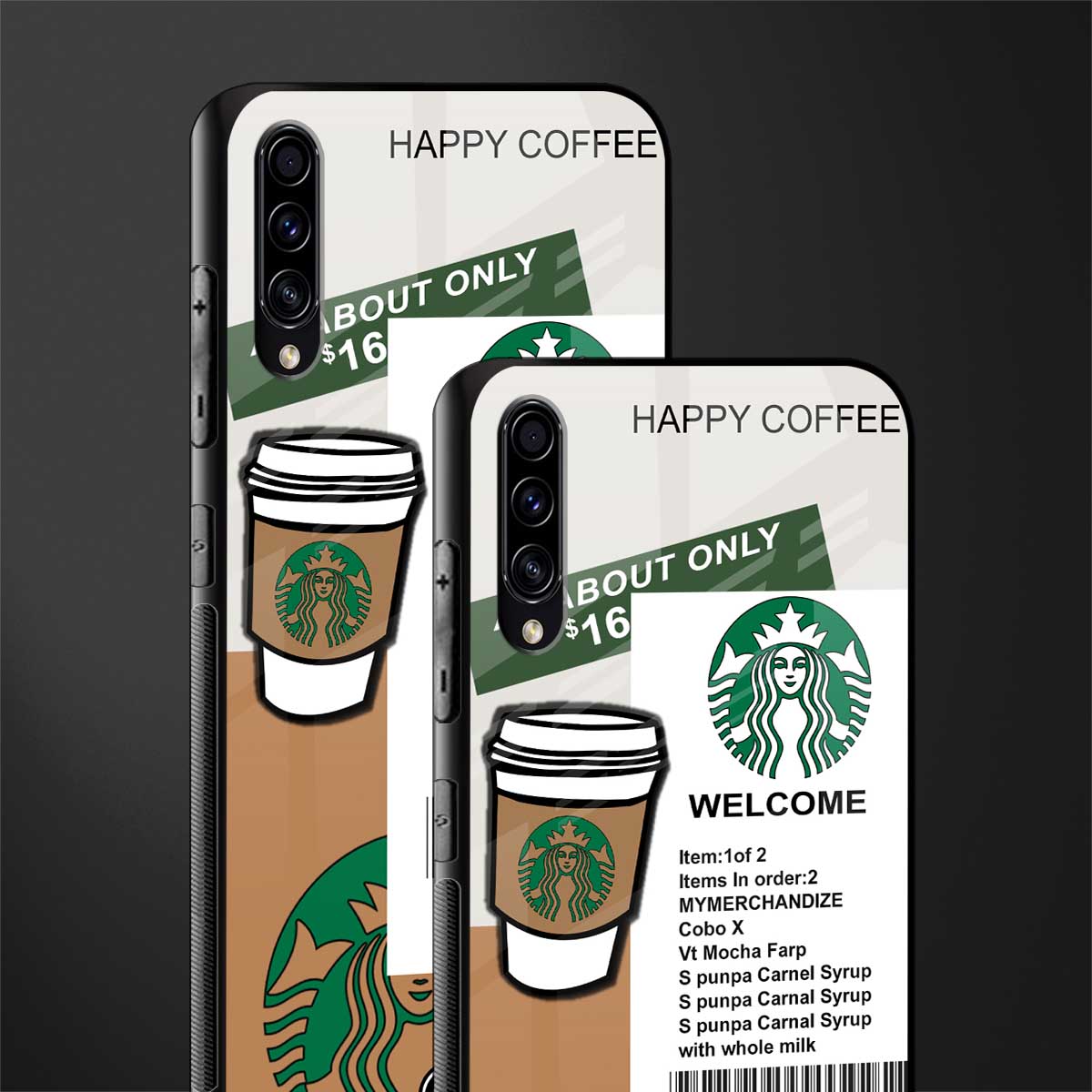 happy coffee glass case for samsung galaxy a50s image-2