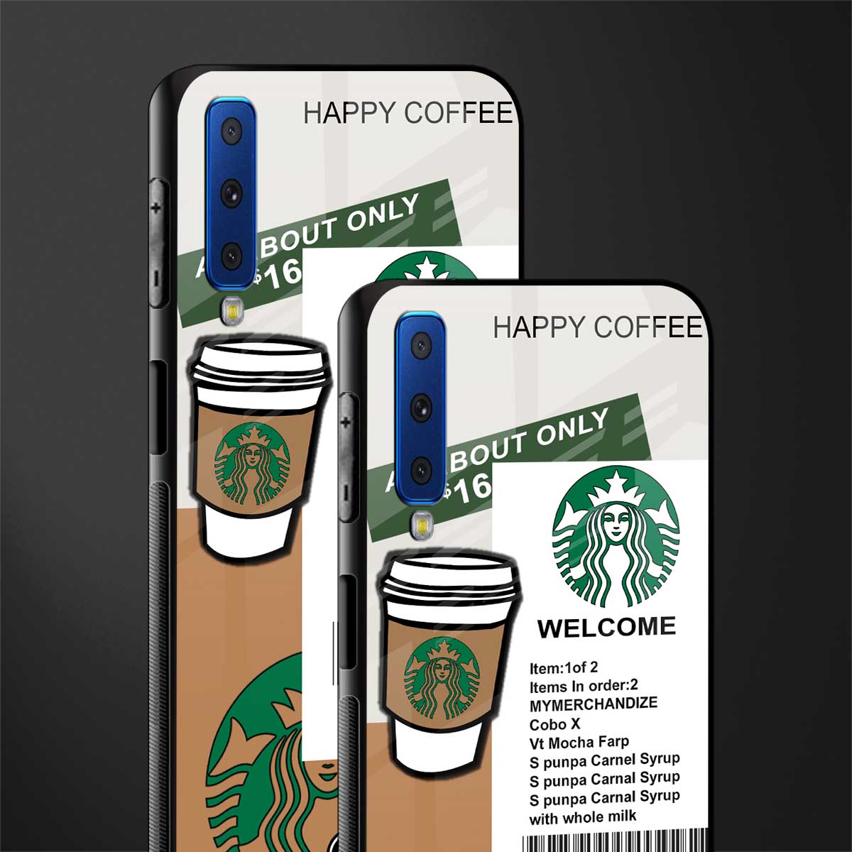 happy coffee glass case for samsung galaxy a7 2018 image-2