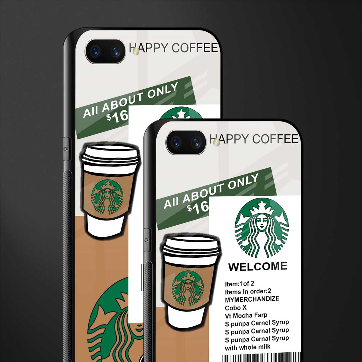 happy coffee glass case for oppo a3s image-2